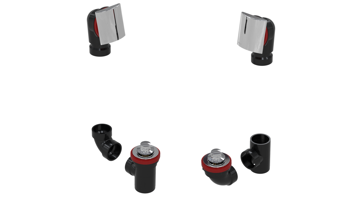 ABS TOTAL 1™ W/O W/SQUARE & ZINC LIFT & TURN KIT - FULL KIT (LESS PIPE, WITH TEE AND EL) (6061LZK-CP)