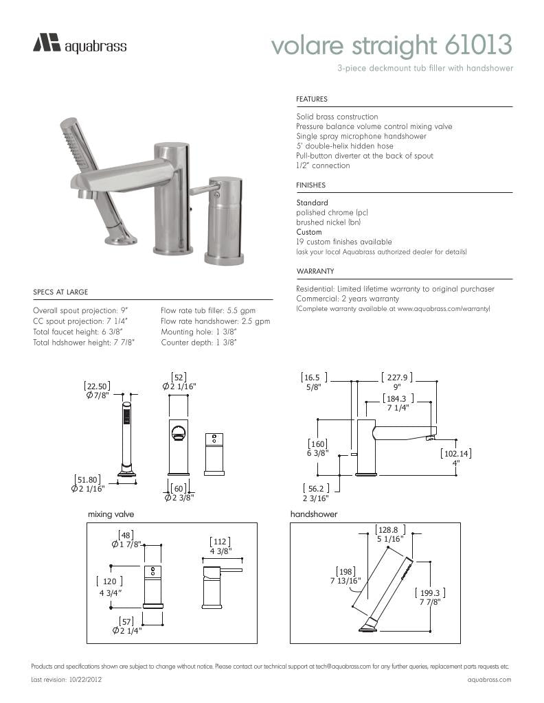 3-piece deckmount tub filler with handshower