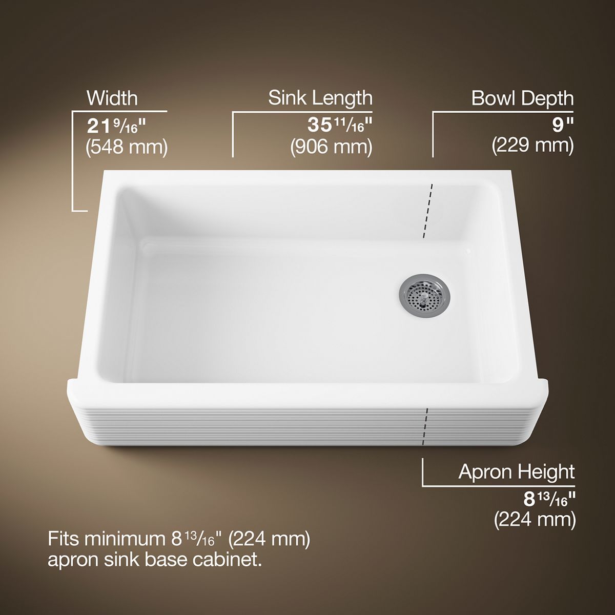 Hayridge® Whitehaven® 35-11/16" undermount single-bowl farmhouse kitchen sink