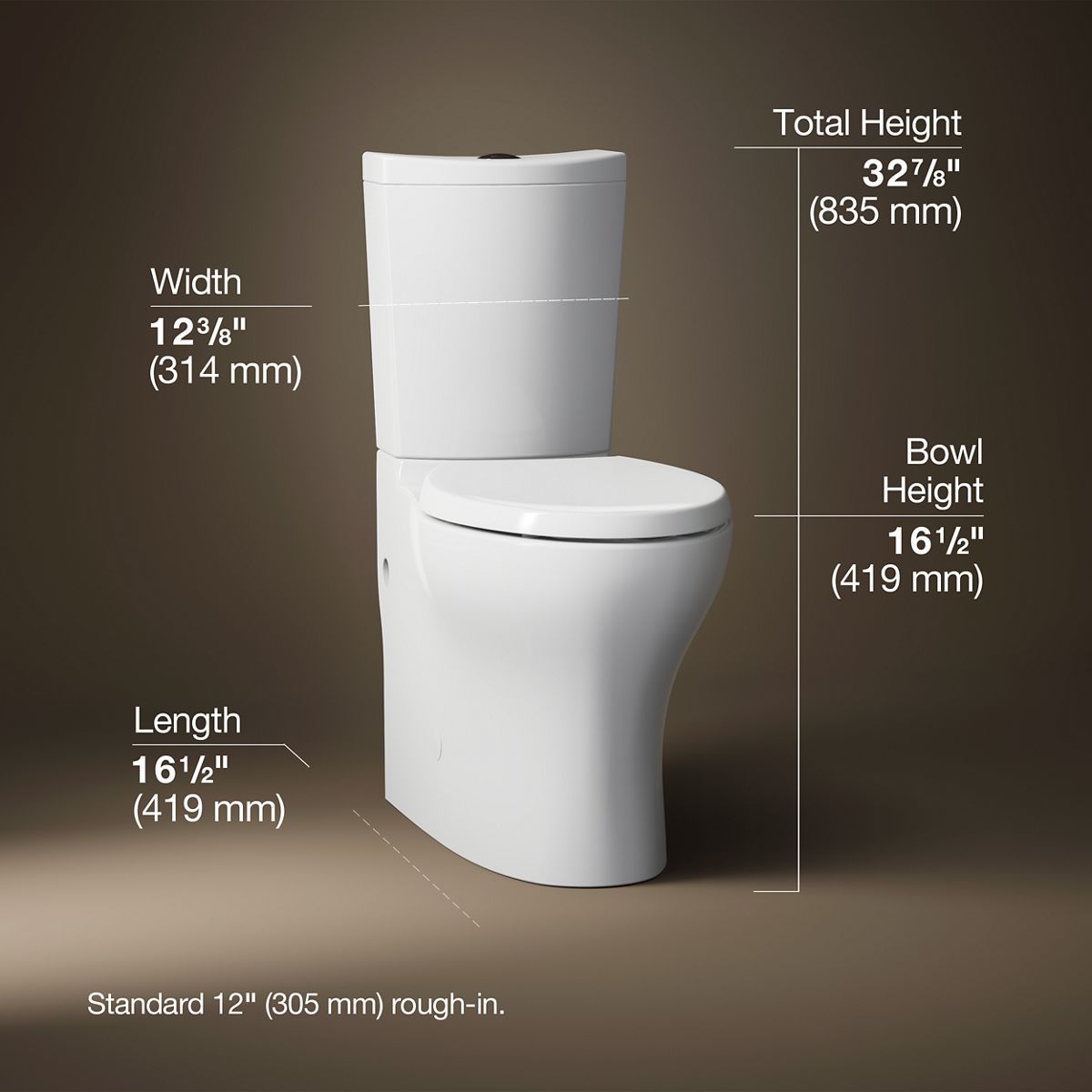 Persuade® Curv Two-piece elongated toilet with skirted trapway, dual-flush