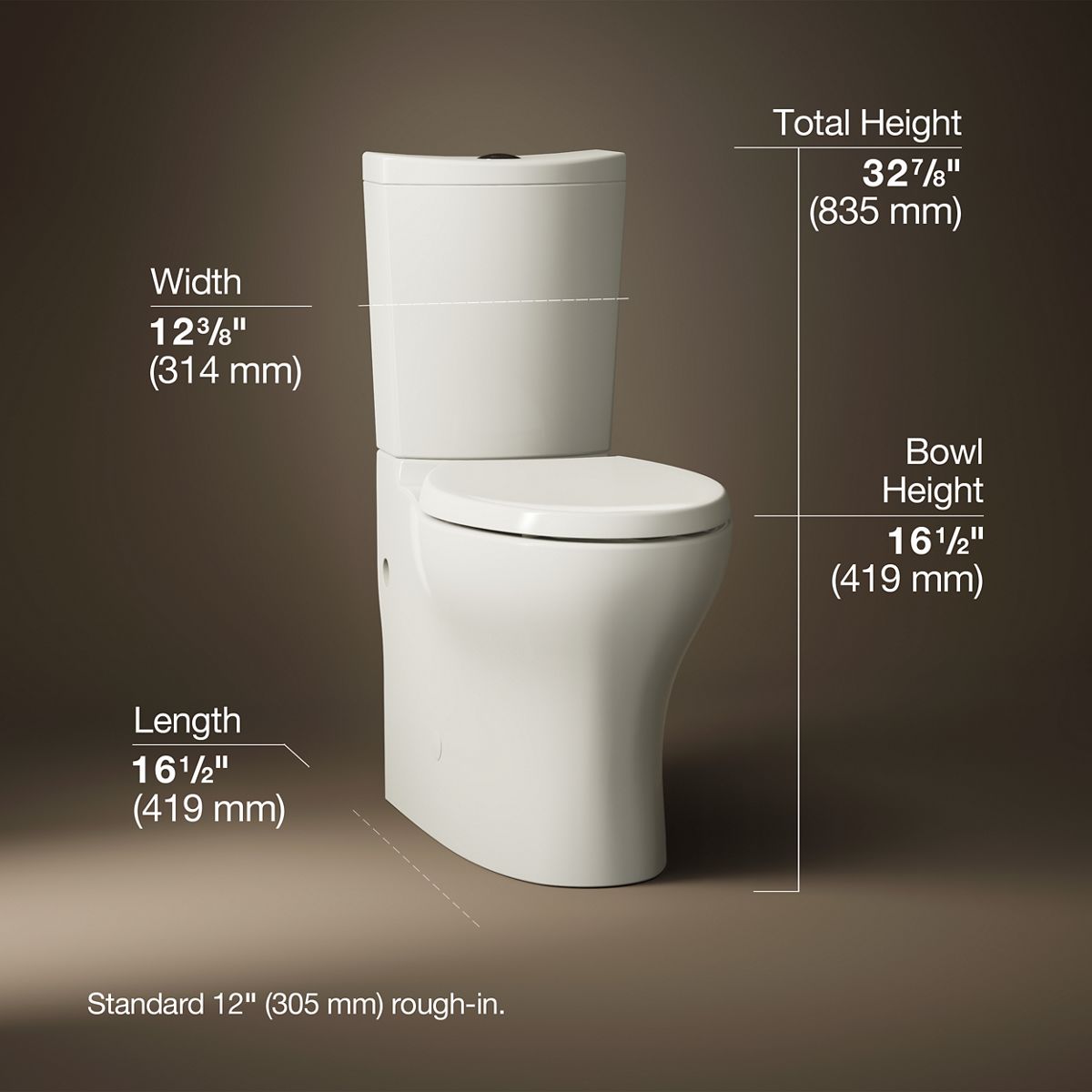 Persuade® Curv Two-piece elongated toilet with skirted trapway, dual-flush