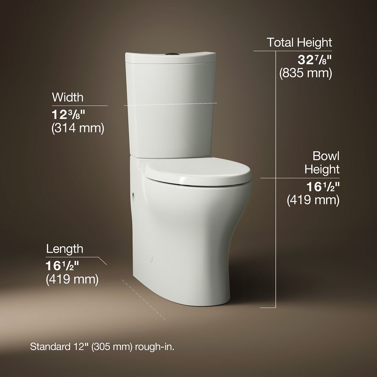 Persuade® Curv Two-piece elongated toilet with skirted trapway, dual-flush
