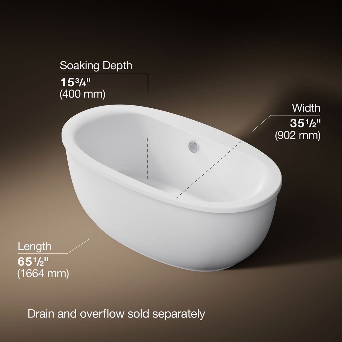 Sunstruck® 65-1/2" x 35-1/2" freestanding bath with fluted shroud