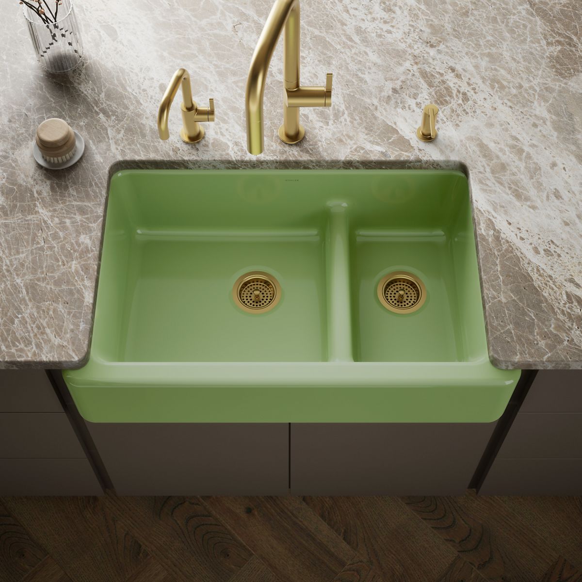 Whitehaven® Smart Divide® 35-3/4" undermount double-bowl farmhouse kitchen sink