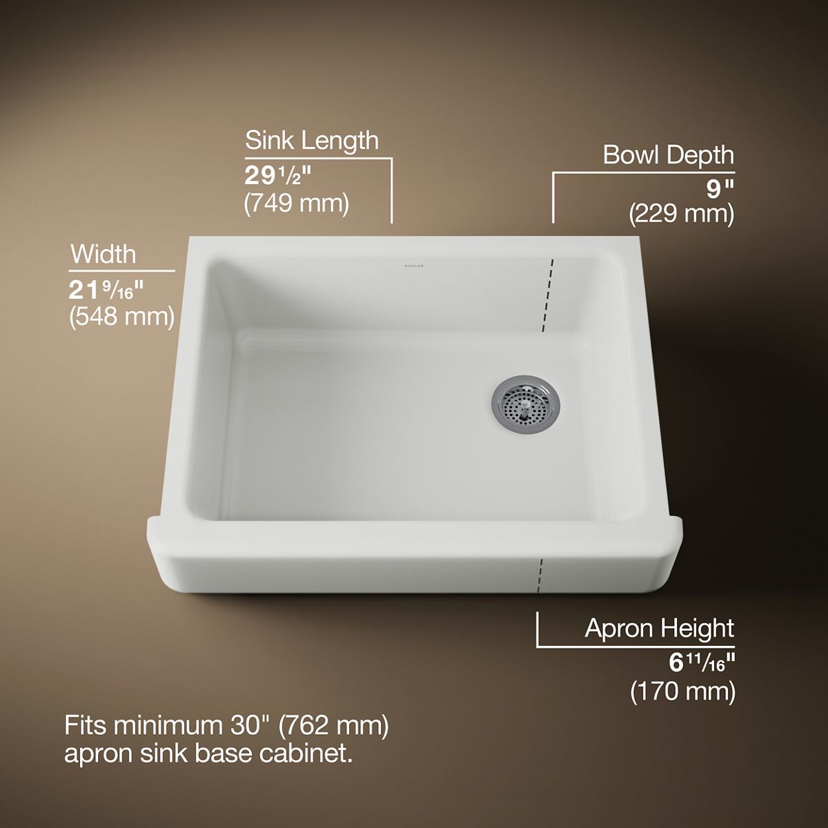 Whitehaven® 29-1/2" undermount single-bowl farmhouse kitchen sink