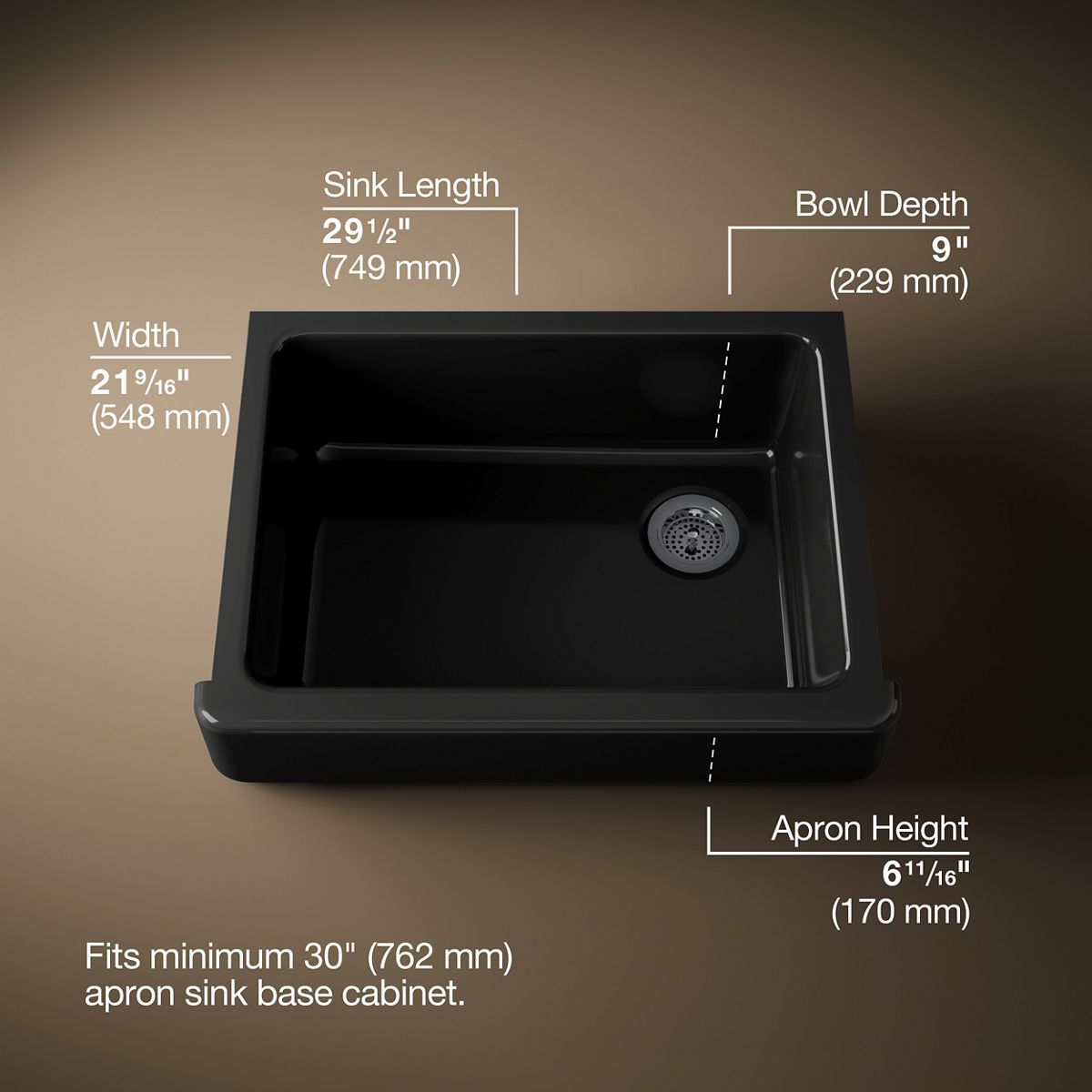 Whitehaven® 29-1/2" undermount single-bowl farmhouse kitchen sink