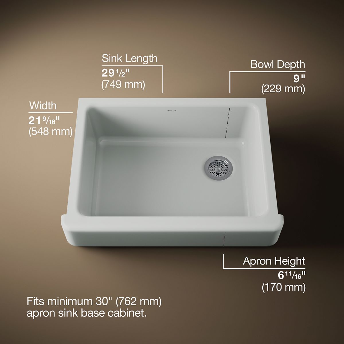 Whitehaven® 29-1/2" undermount single-bowl farmhouse kitchen sink