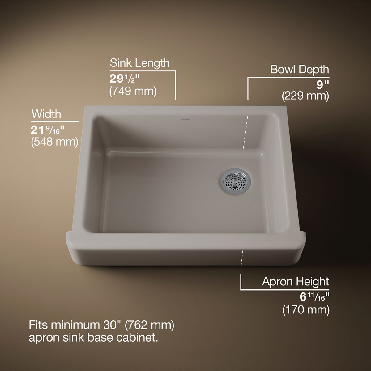 Whitehaven® 29-1/2" undermount single-bowl farmhouse kitchen sink