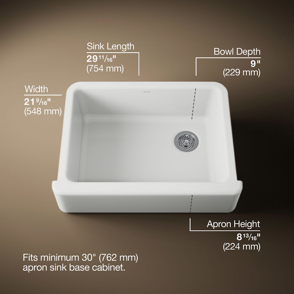 Whitehaven® 29-3/4" undermount single-bowl farmhouse kitchen sink