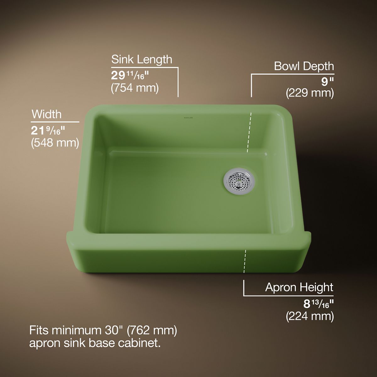 Whitehaven® 29-3/4" undermount single-bowl farmhouse kitchen sink