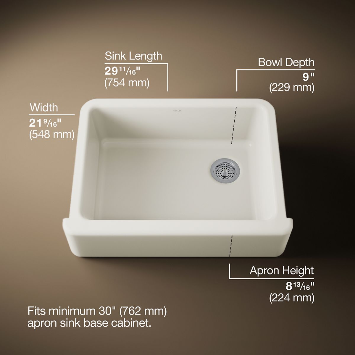Whitehaven® 29-3/4" undermount single-bowl farmhouse kitchen sink