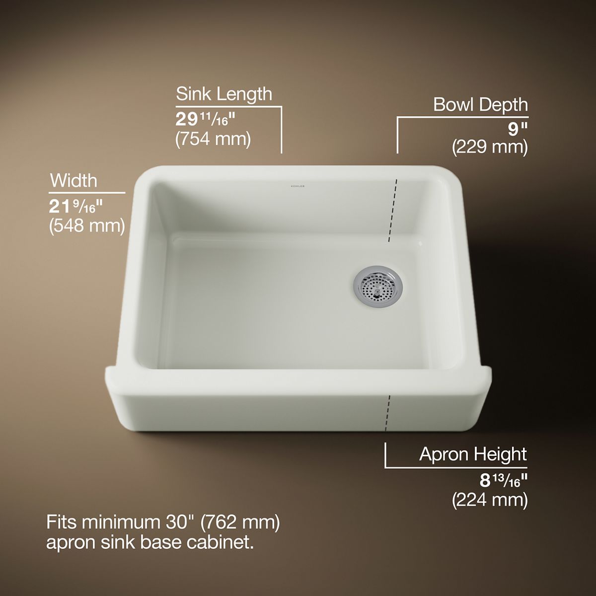 Whitehaven® 29-3/4" undermount single-bowl farmhouse kitchen sink