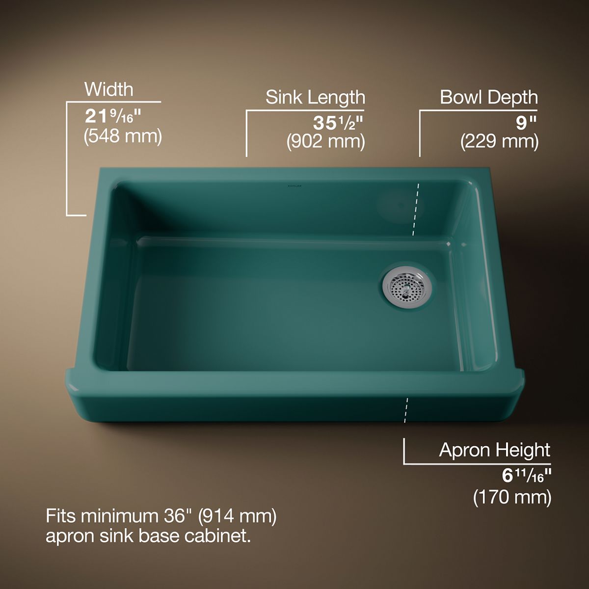 Whitehaven® 35-1/2" undermount single-bowl farmhouse kitchen sink