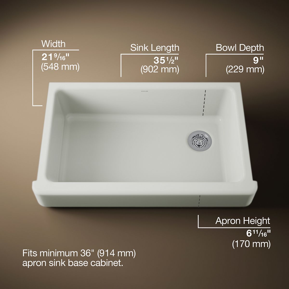 Whitehaven® 35-1/2" undermount single-bowl farmhouse kitchen sink