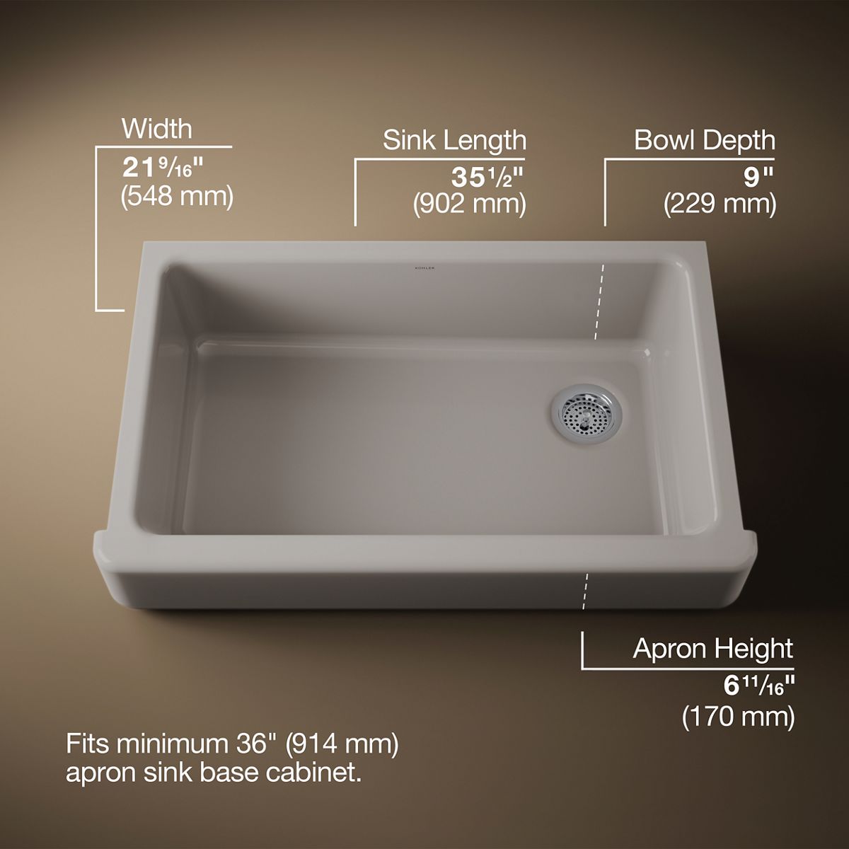 Whitehaven® 35-1/2" undermount single-bowl farmhouse kitchen sink