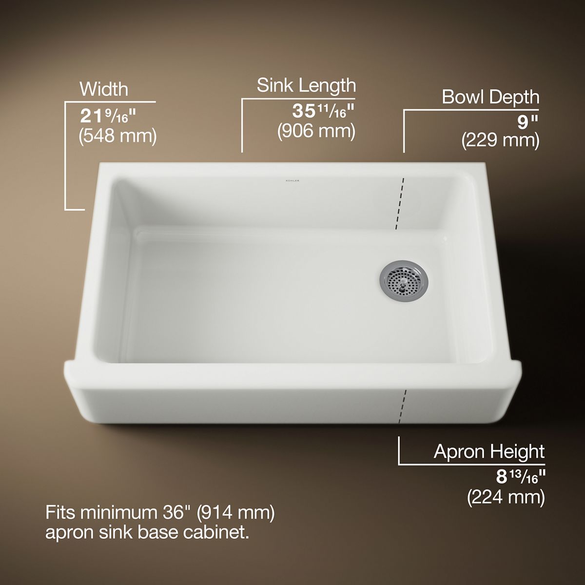 Whitehaven® 35-3/4" undermount single-bowl farmhouse kitchen sink