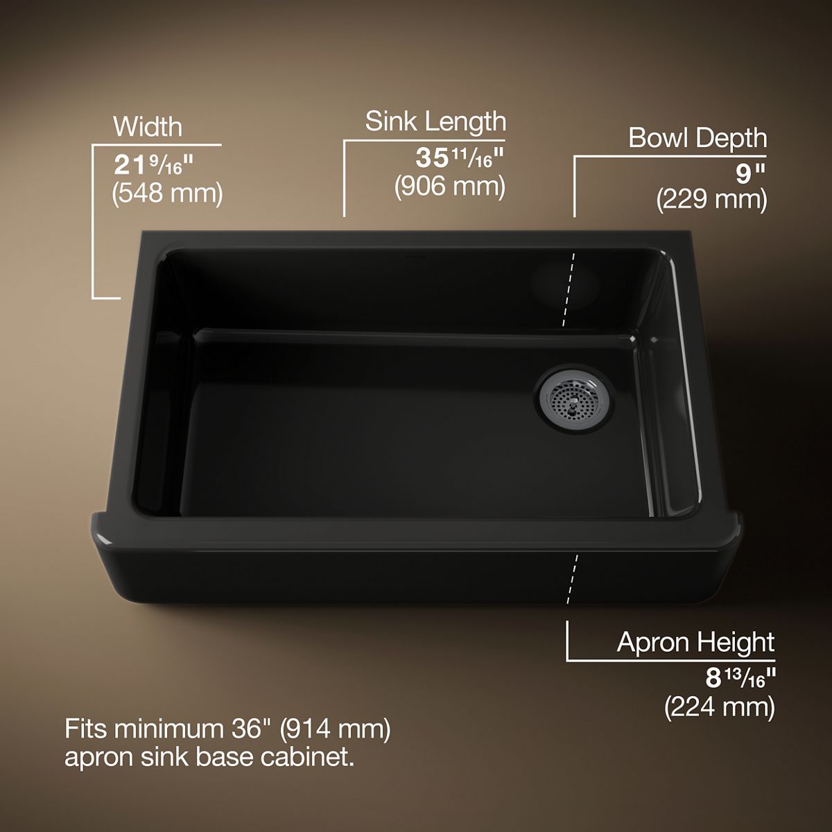 Whitehaven® 35-3/4" undermount single-bowl farmhouse kitchen sink