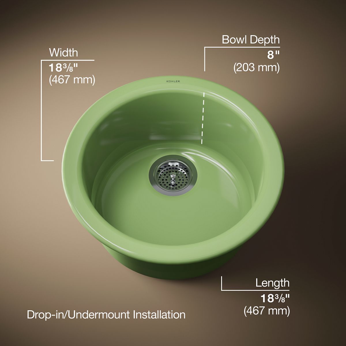Porto Fino™ 18-1/2" top-/undermount single-bowl bar sink