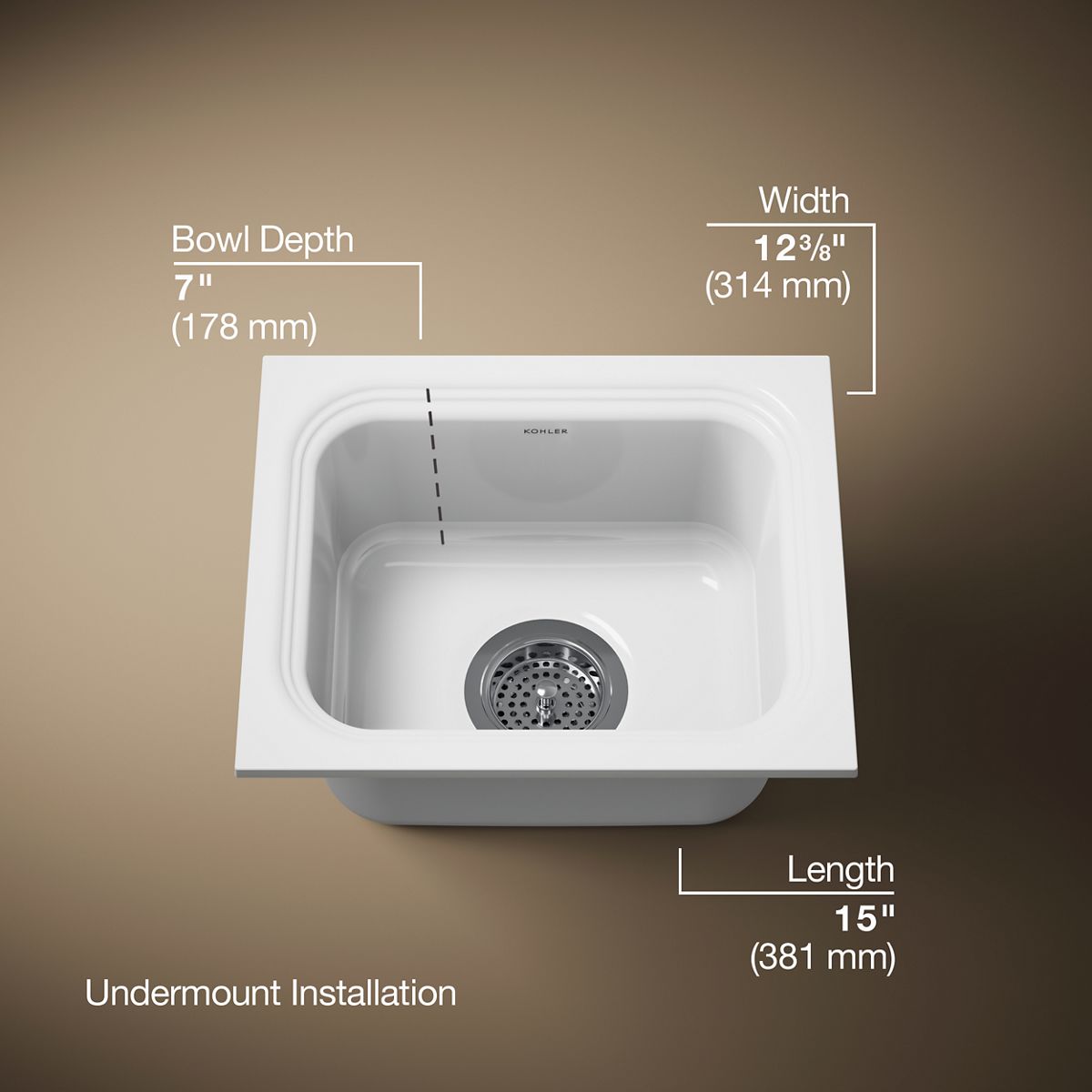 Northland™ 15" undermount single-bowl bar sink
