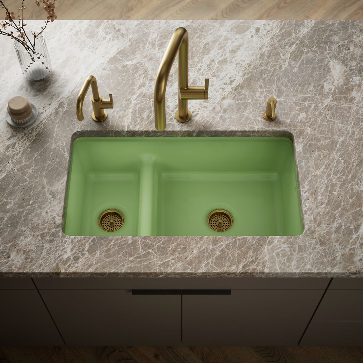 Iron/Tones® Smart Divide® 33" top-/undermount double-bowl kitchen sink