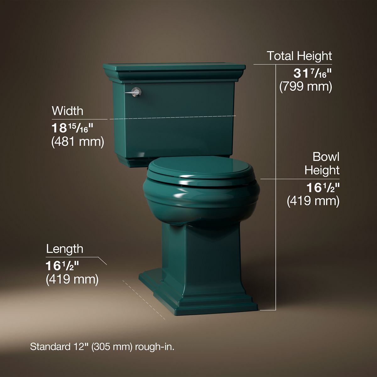 Memoirs® Stately Two-piece elongated toilet with concealed trapway, 1.28 gpf