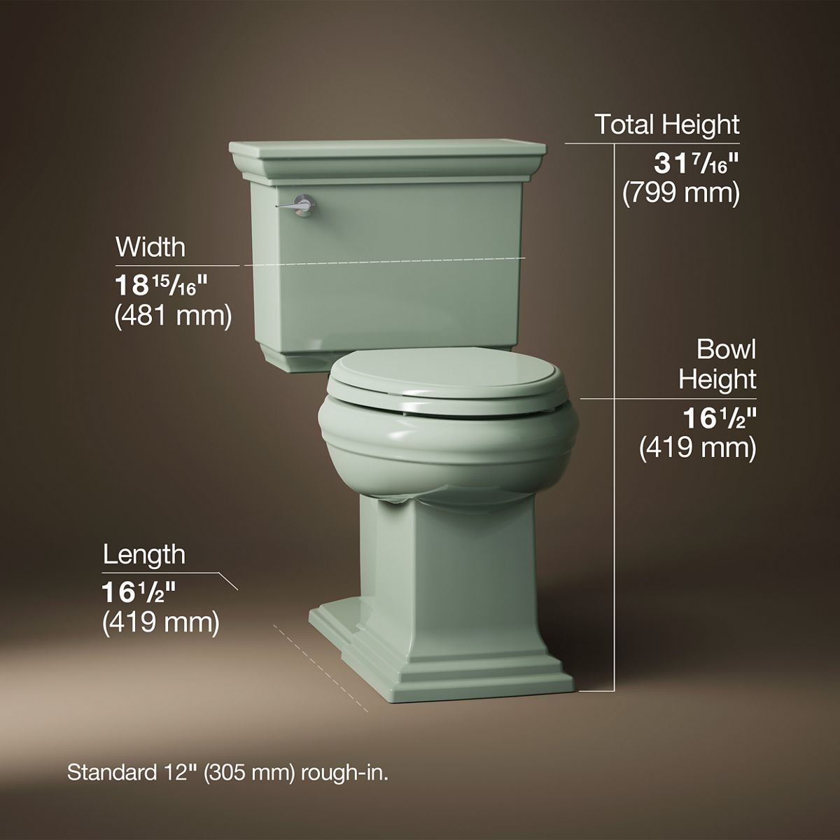 Memoirs® Stately Two-piece elongated toilet with concealed trapway, 1.28 gpf