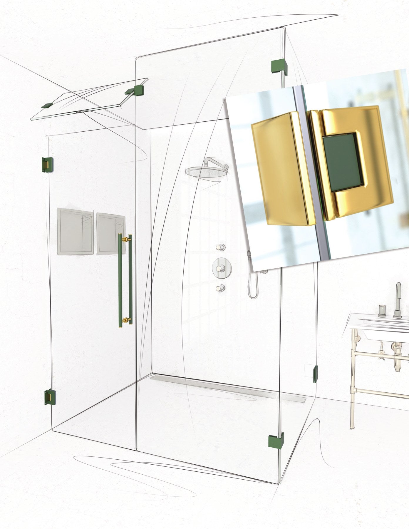 Rubinet Genesis Shower Door Back to Back Pull 24" centre (26 1/2") (9NGN24)