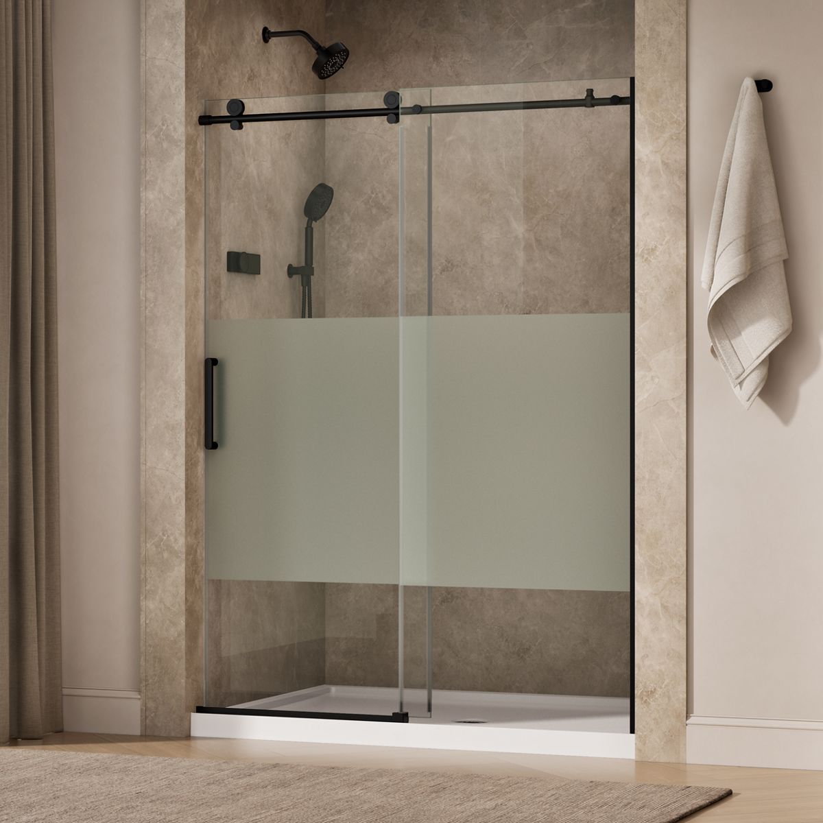 Composed™ 56-1/8"-59-7/8" W x 78" H sliding shower door with 3/8"-thick Crystal Clear glass