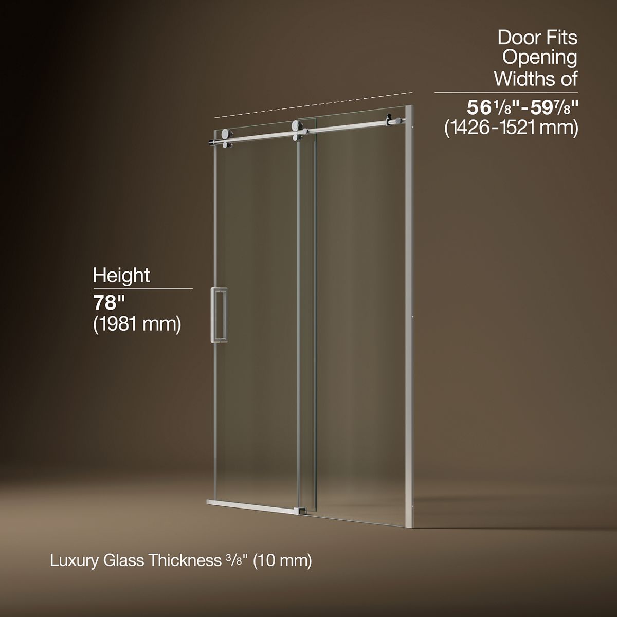 Composed™ 56-1/8"-59-7/8" W x 78" H sliding shower door with 3/8"-thick Crystal Clear glass