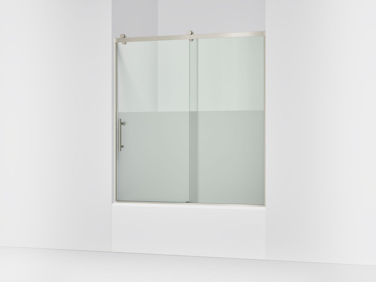 Rely® 56-5/8"-59-5/8" W x 62-1/2" H sliding bath door with 3/8"-thick Crystal Clear glass