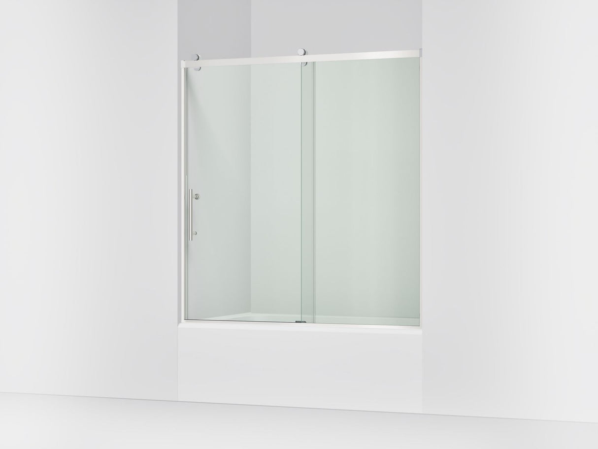 Rely® 56-5/8"-59-5/8" W x 62-1/2" H sliding bath door with 3/8"-thick Crystal Clear glass