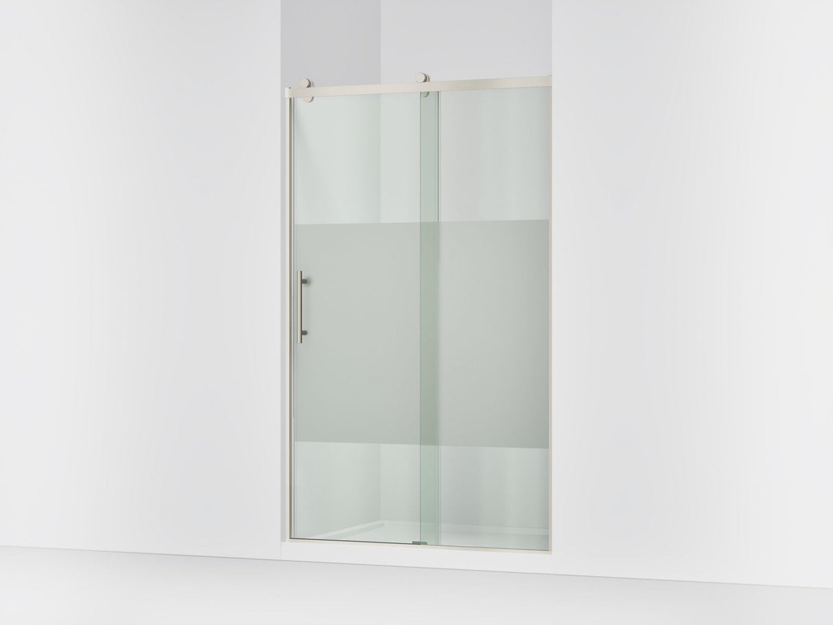 Rely® 44-5/8"-47-5/8" W x 76.99" H sliding shower door with 3/8"-thick Crystal Clear glass