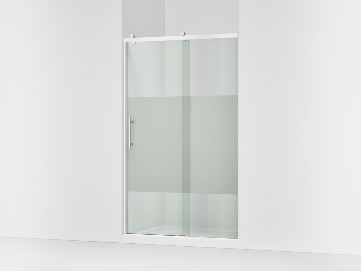 Rely® 44-5/8"-47-5/8" W x 76.99" H sliding shower door with 3/8"-thick Crystal Clear glass