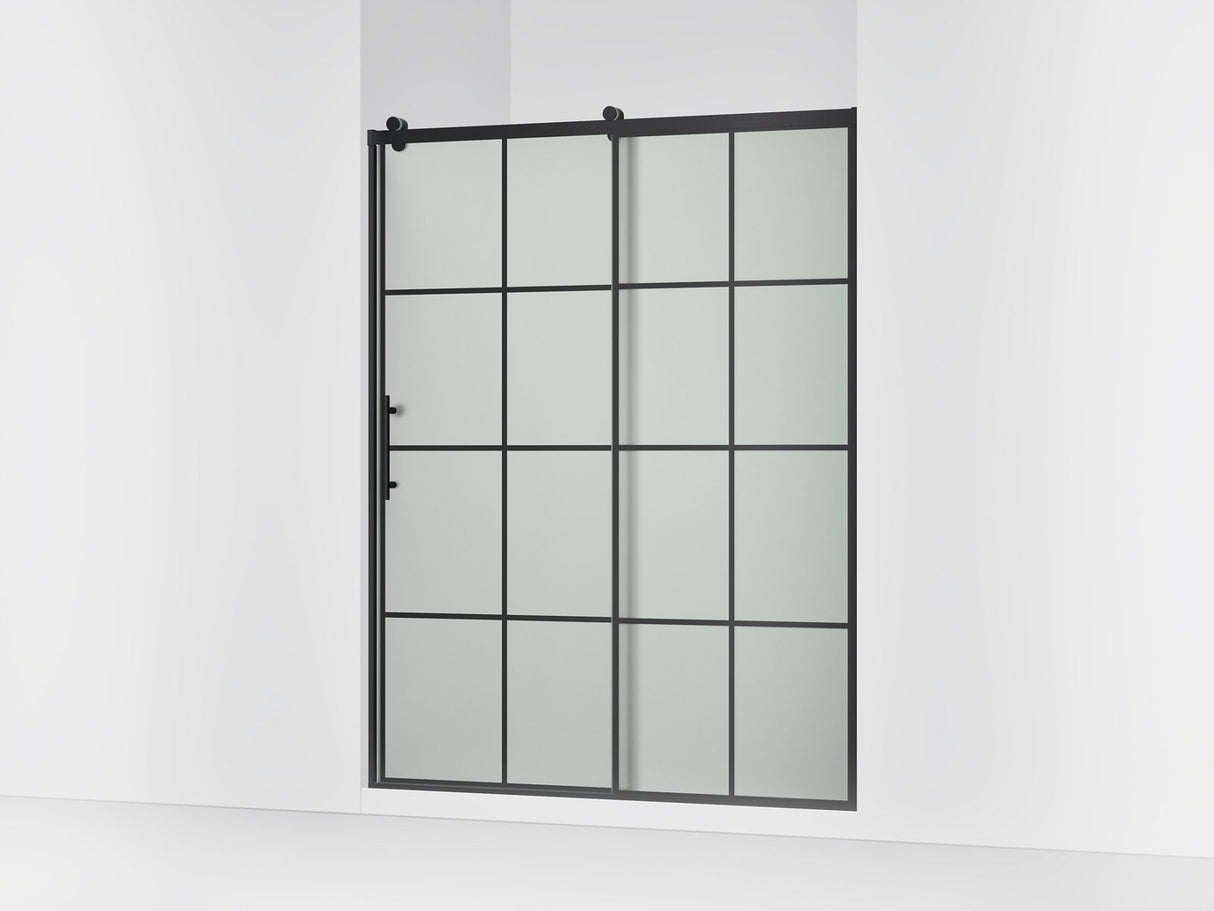 Rely® 56-5/8"-59-5/8" W x 76.99" H sliding shower door with 3/8"-thick Frosted glass