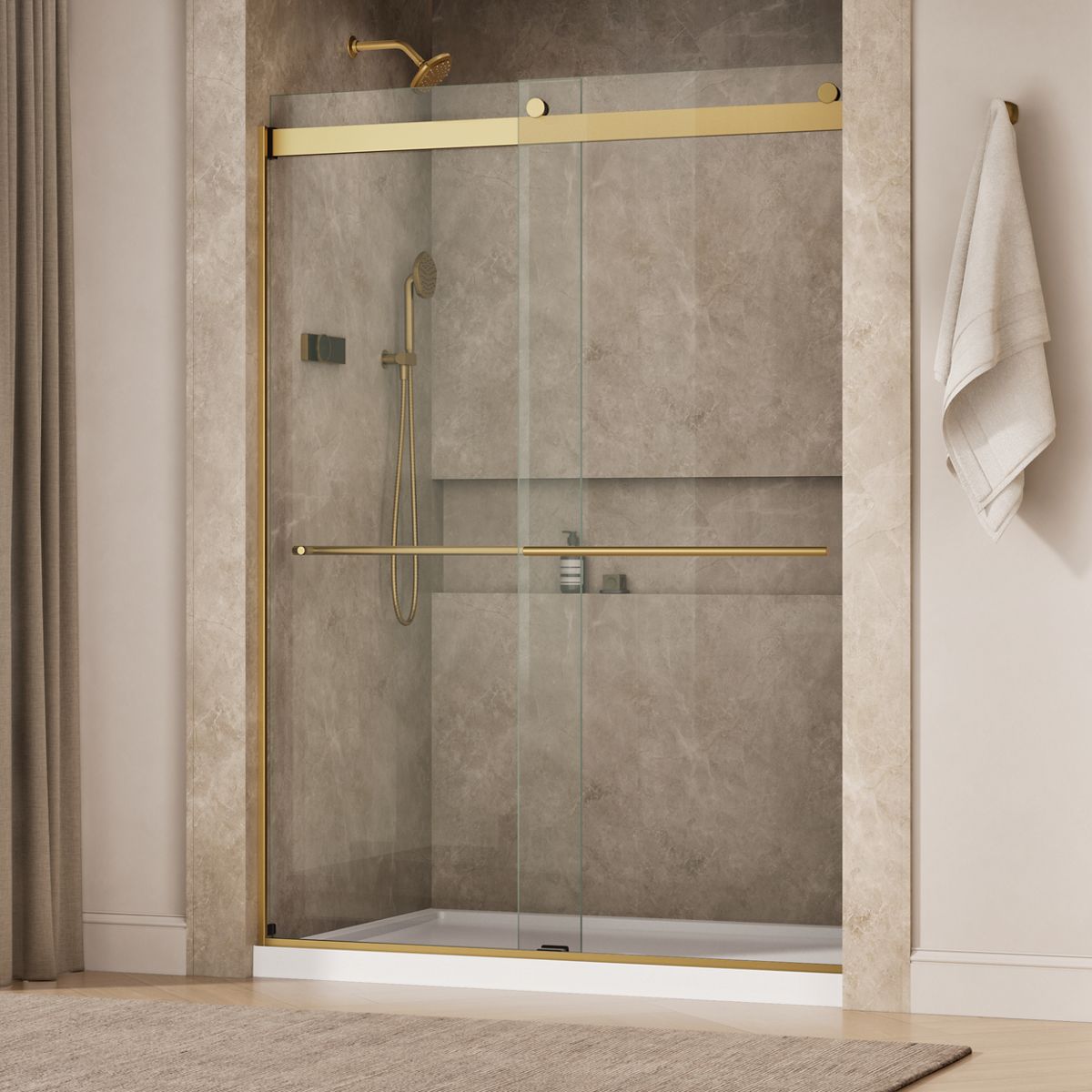 Levity® Plus 56-5/8"-59-5/8" W x 81.61" H bypass shower door with 3/8"-thick Crystal Clear glass