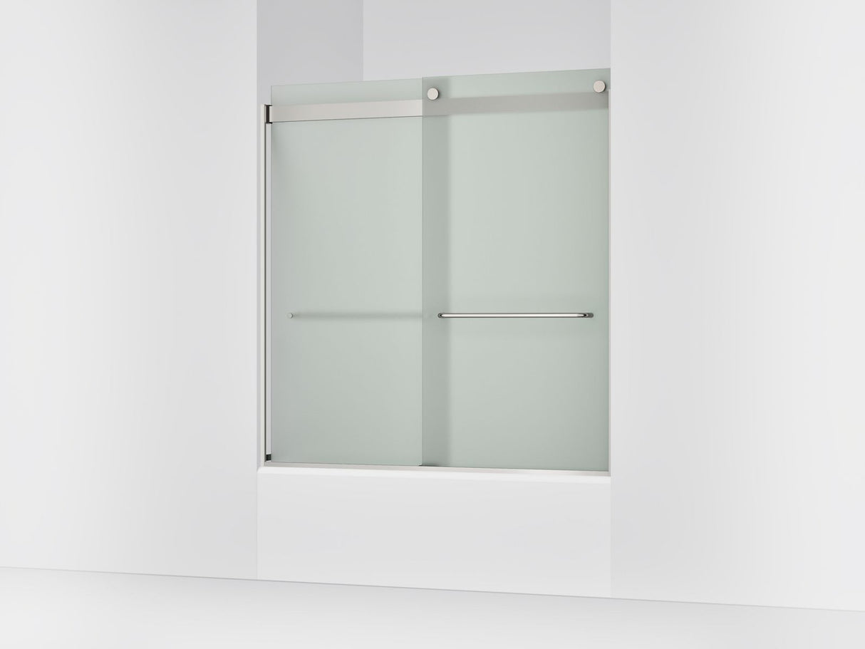 Levity® 56-5/8"-59-5/8" W x 62" H bypass bath door with 1/4"-thick Frosted glass