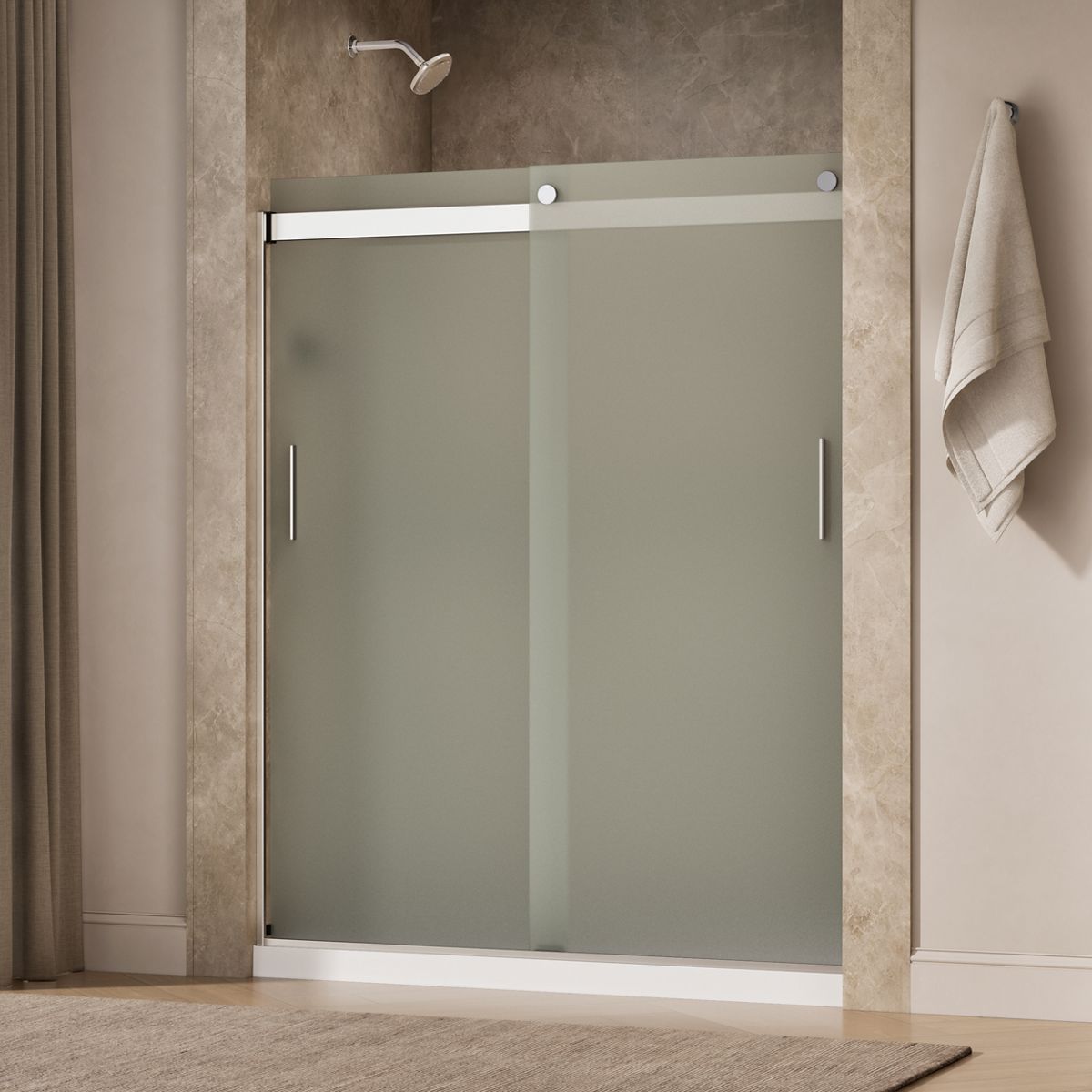 Levity® 56-5/8"-59-5/8" W x 74" H bypass shower door with 1/4"-thick Frosted glass