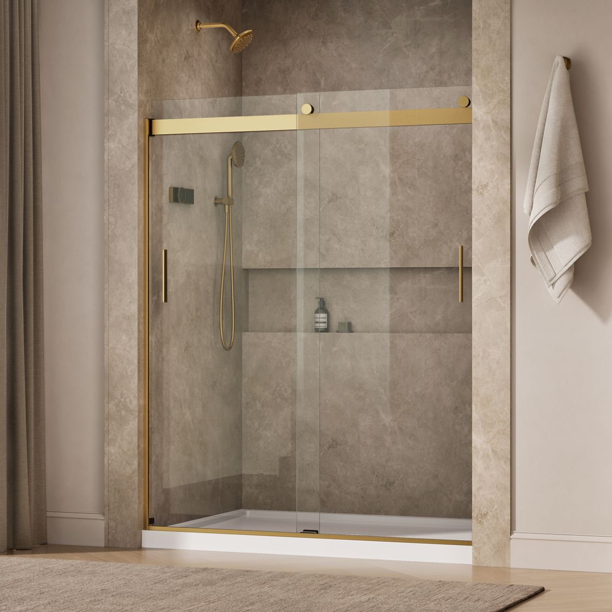 Levity® 56-5/8"-59-5/8" W x 74" H bypass shower door with 1/4"-thick Crystal Clear glass