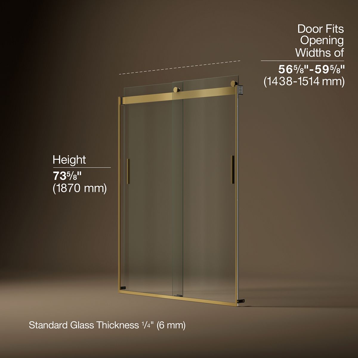 Levity® 56-5/8"-59-5/8" W x 74" H bypass shower door with 1/4"-thick Crystal Clear glass