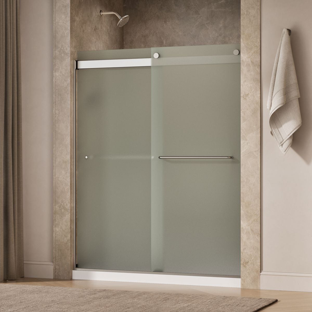 Levity® 56-5/8"-59-5/8" W x 74" H bypass shower door with 1/4"-thick Frosted glass