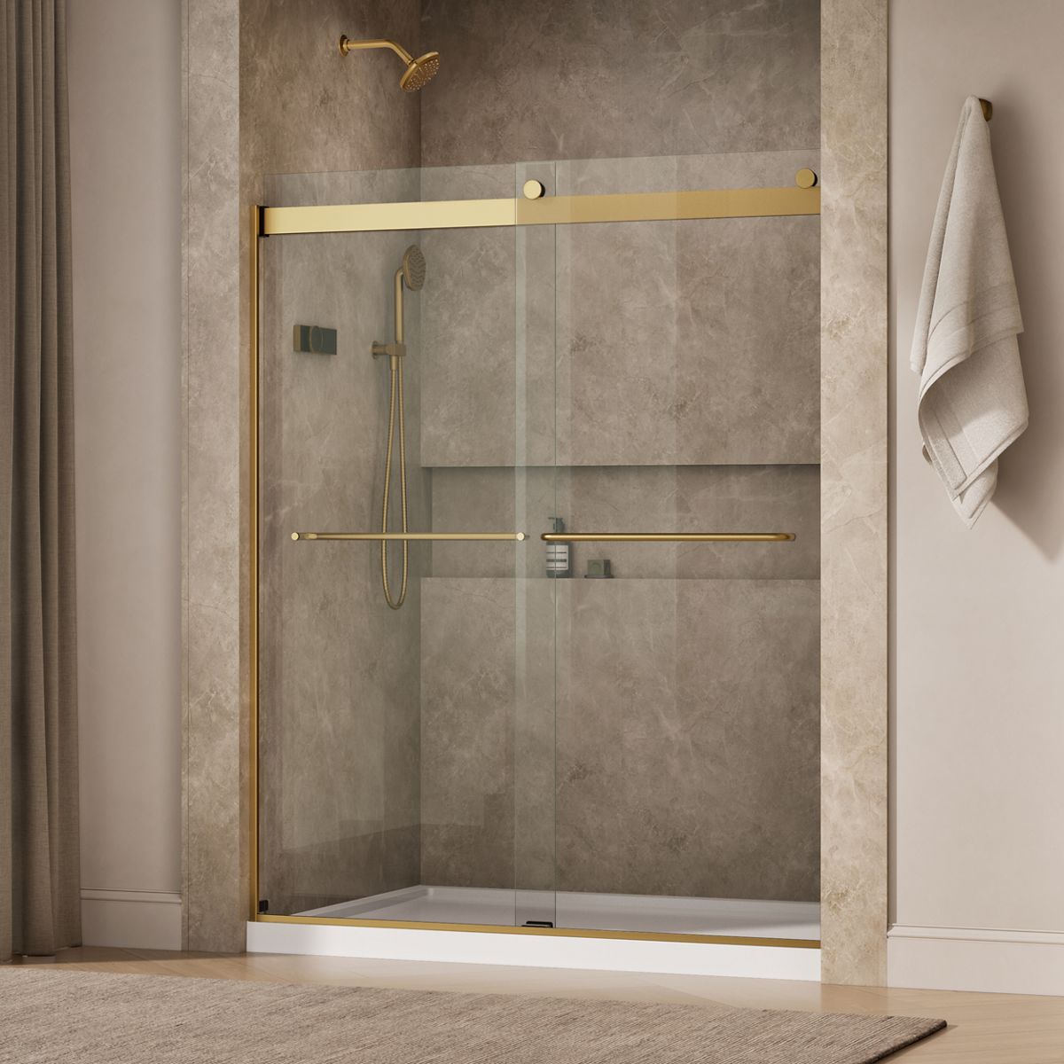 Levity® 56-5/8"-59-5/8" W x 74" H bypass shower door with 1/4"-thick Crystal Clear glass