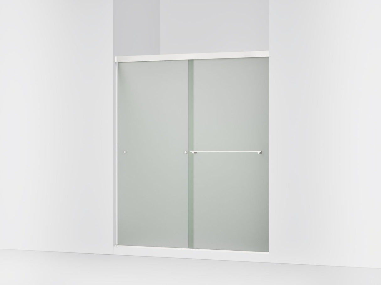 Revel® 55-5/8"-59-5/8" W x 70" H bypass shower door with 1/4"-thick Frosted glass