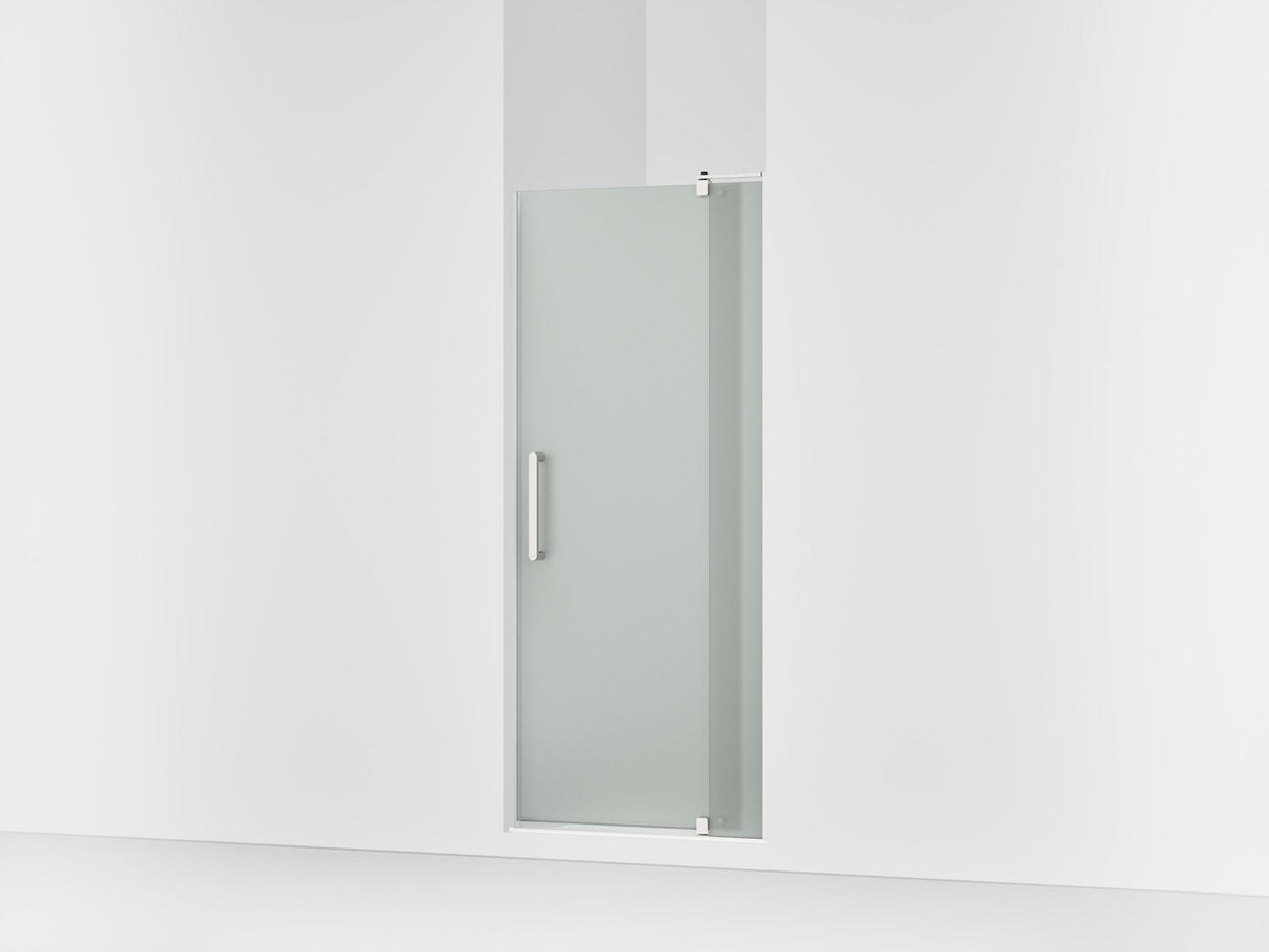 Revel® 31-1/8"-36" W x 70" H pivot shower door with 1/4"-thick Frosted glass