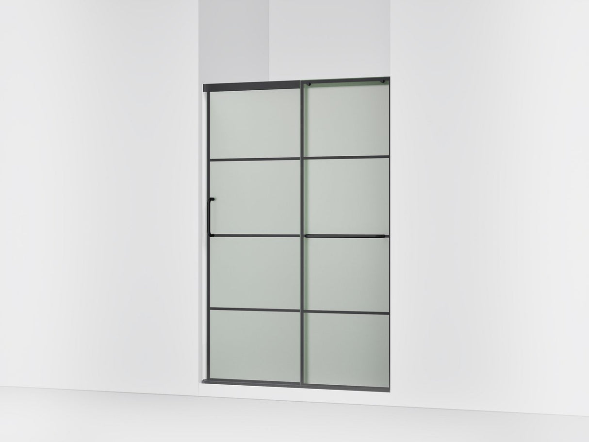Elate® 50-1/4"-53-5/8" W x 70-1/2" H sliding shower door with 1/4"-thick Frosted glass