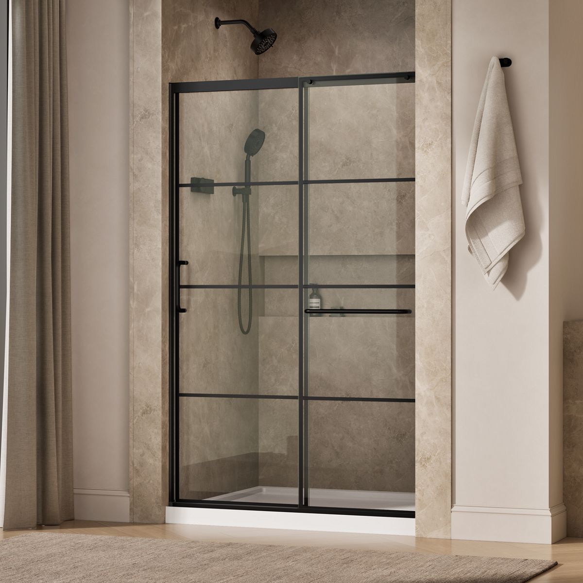 Elate® 50-1/4"-53-5/8" W x 75-1/2" H sliding shower door with 5/16"-thick Crystal Clear glass