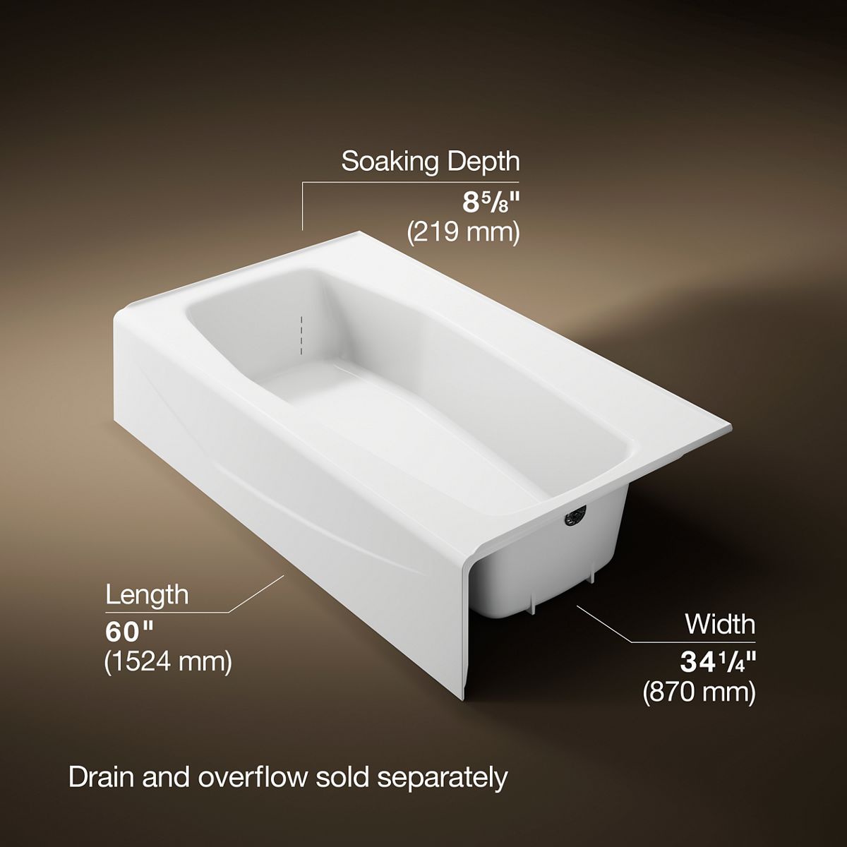 Villager® 60" x 34-1/4" alcove bath, right drain
