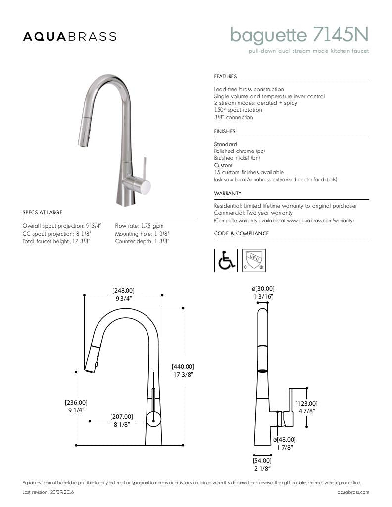Aquabrass Pull-Down Dual Stream Kitchen Faucet, 150° Swivel - image 4