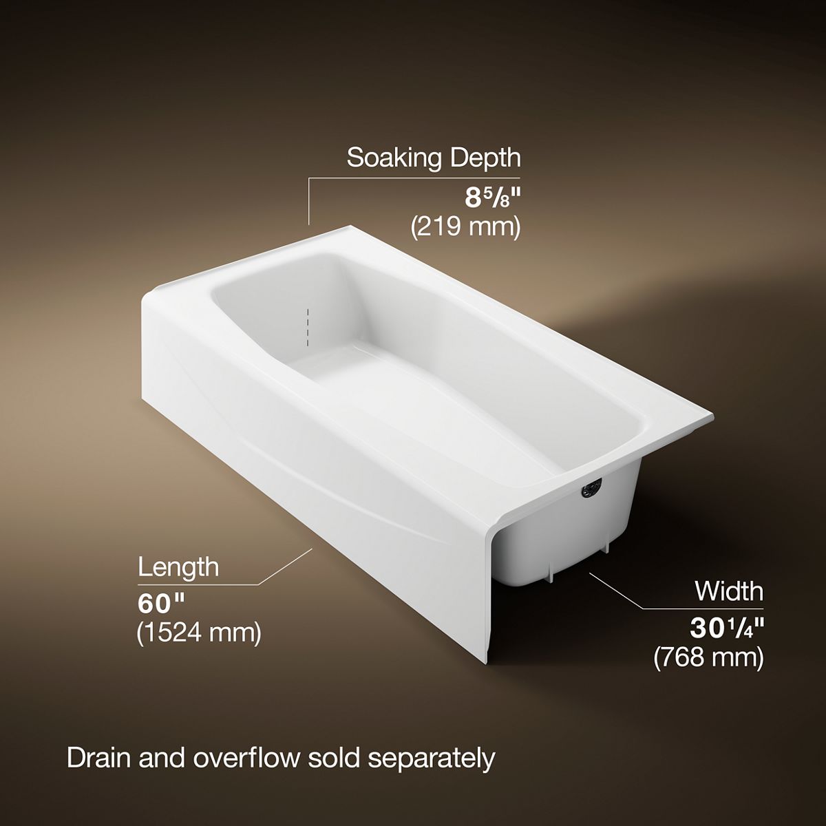 Villager® 60" x 30-1/4" alcove bath, right drain