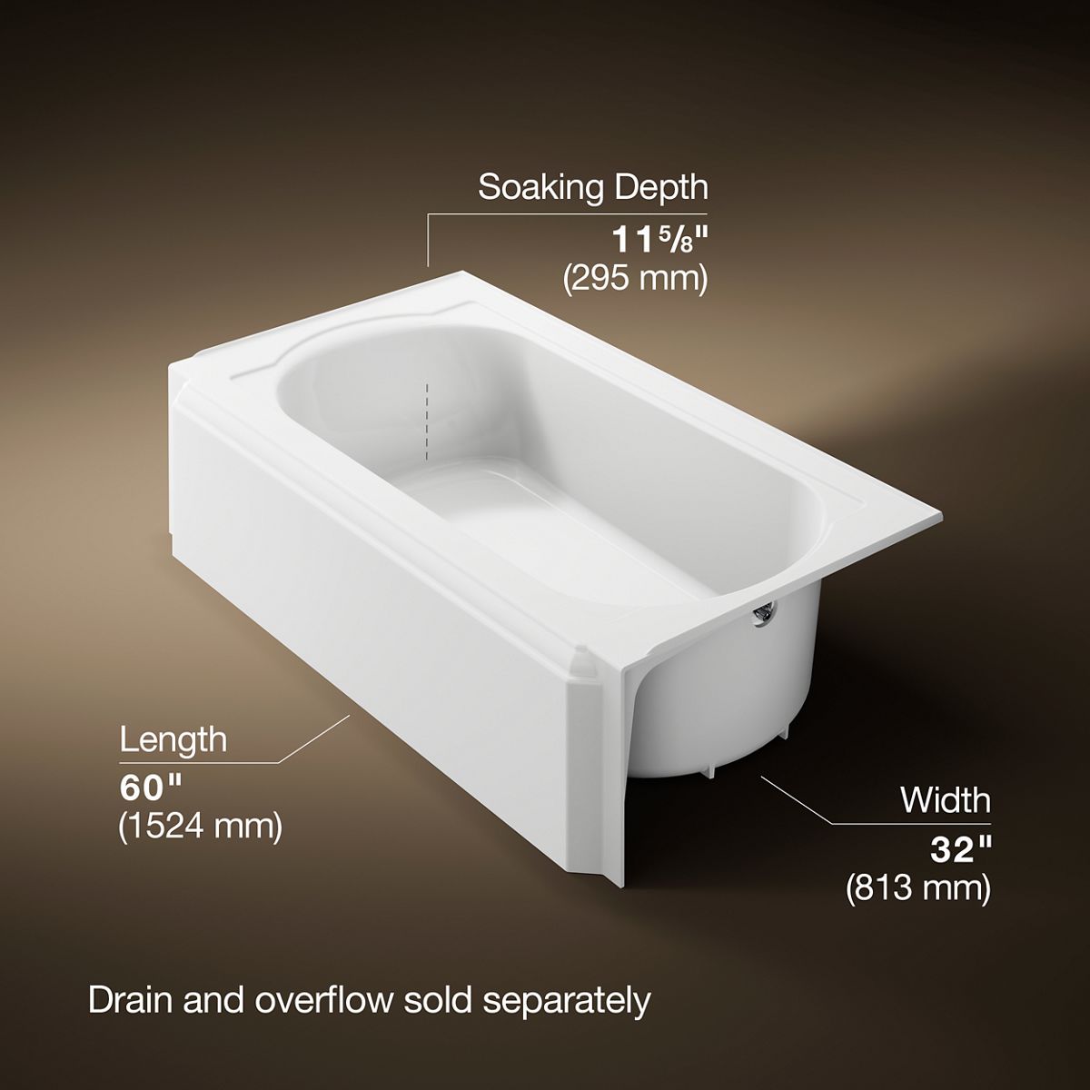 Memoirs® 60" x 33-3/4" alcove bath, right drain