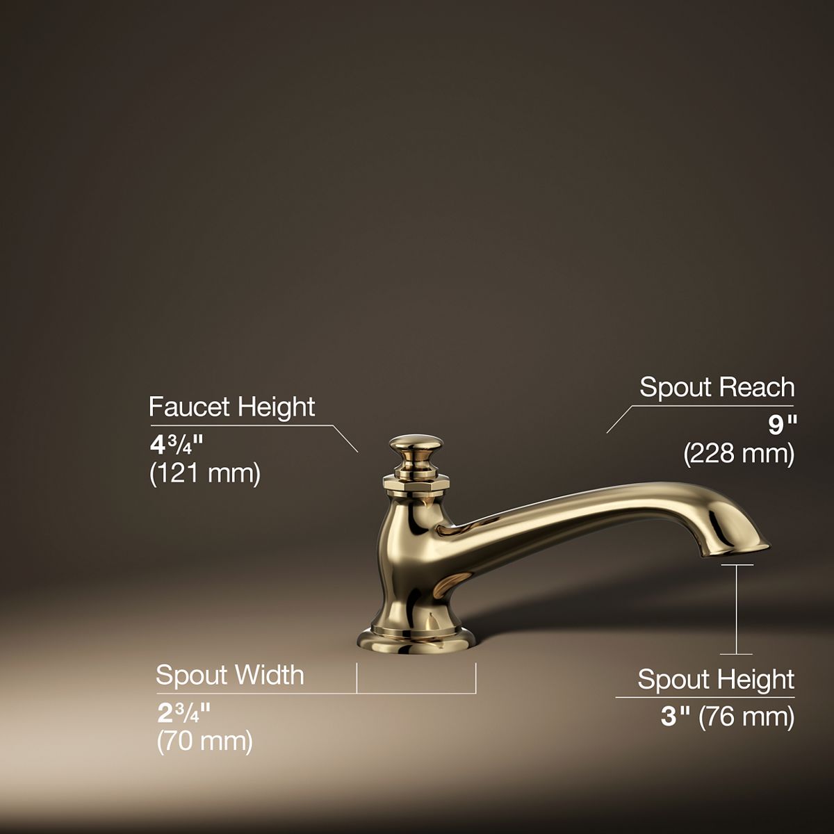 Artifacts® Deck-mount bath spout with flare design